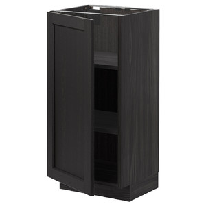 METOD Base cabinet with shelves, black/Lerhyttan black stained, 40x37 cm