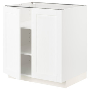 METOD Base cabinet with shelves/2 doors, white Enköping/white wood effect, 80x60 cm