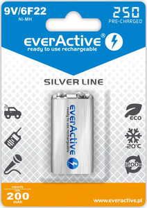 EverActive Rechargeable Battery Ni-MH 9V 6F22 250mAh Silver Line