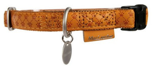 Zolux Adjustable Dog Collar Mac Leather 15mm, yellow