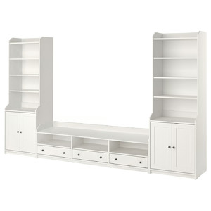 HAUGA TV/storage combination, white, 346x46x199 cm