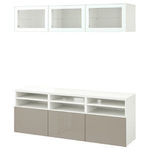 BESTÅ TV storage combination/glass doors, white, 180x42x192 cm