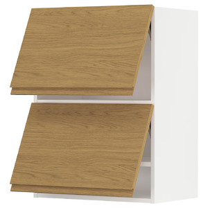 METOD Wall cabinet horizontal w 2 doors, white/Voxtorp oak effect, 60x80 cm