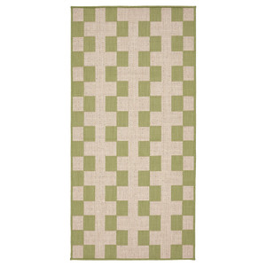 GÅNGSTIG Kitchen mat, flatwoven green/off-white, 80x150 cm