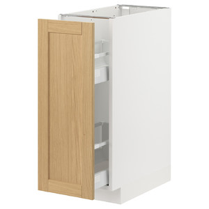 METOD / MAXIMERA Base cabinet/pull-out int fittings, white/Forsbacka oak, 30x60 cm