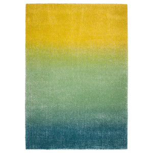 HOTELLRUM Rug, high pile, blue/green yellow, 160x230 cm