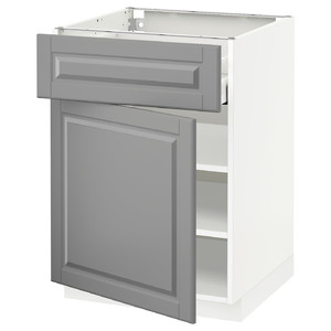 METOD / MAXIMERA Base cabinet with drawer/door, white/Bodbyn grey, 60x60 cm