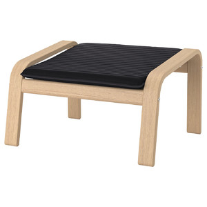 POÄNG Footstool, white stained oak effect, Knisa black