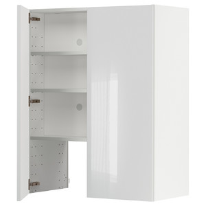 METOD Wall cb f extr hood w shlf/door, white/Ringhult light grey, 80x100 cm