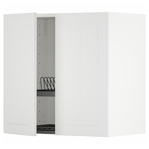METOD Wall cabinet w dish drainer/2 doors, white/Stensund white, 60x60 cm