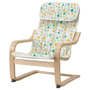 POÄNG Children's armchair, birch veneer/Ulvsby dot pattern