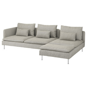 SÖDERHAMN 4-seat sofa, with chaise longue and open end, Viarp beige/brown