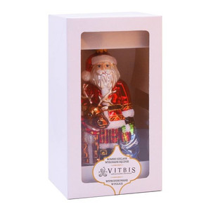Christmas Glass Bauble Santa with Reindeer 14x7cm