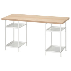 LAGKAPTEN / SPÄND Desk, white stained oak effect/white, 140x60 cm