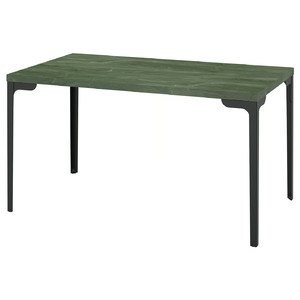 SKÅLSTA Table, dark grey-green marble effect/straight black-grey, 140x80 cm