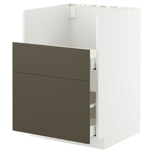 METOD / MAXIMERA Base cab f TALLSJÖN sink, white/Havstorp brown-beige, 60x60 cm