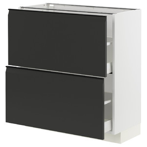 METOD / MAXIMERA Base cabinet with 2 drawers, white/Upplöv matt anthracite, 80x37 cm