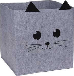 Storage Box Cube Cat, felt, grey