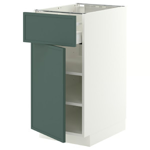 METOD/MAXIMERA Base cabinet with drawer/door, white/Aspudden dark grey-green, 40x60 cm