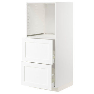 METOD / MAXIMERA High cabinet w 2 drawers for oven, white Enköping/white wood effect, 60x60x140 cm
