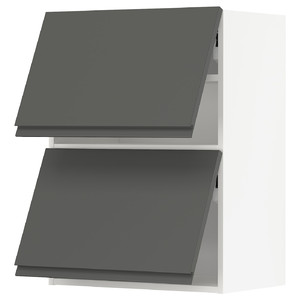 METOD Wall cabinet horizontal w 2 doors, white/Voxtorp dark grey, 60x80 cm