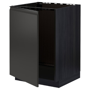 METOD Base cabinet for sink, black/Upplöv matt anthracite, 60x60 cm