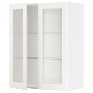 METOD Wall cabinet w shelves/2 glass drs, white Enköping/white wood effect, 80x100 cm
