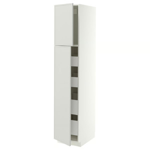 METOD/MAXIMERA Hi cab w 2 doors/4 drawers, white/Aspudden light grey, 40x60x200 cm