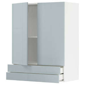 METOD / MAXIMERA Wall cabinet w 2 doors/2 drawers, white/Kallarp light grey-blue, 80x100 cm