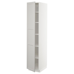 METOD High cabinet with shelves, white/Lerhyttan light grey, 40x60x200 cm
