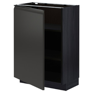 METOD Base cabinet with shelves, black/Upplöv matt anthracite, 60x37 cm