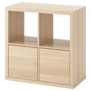 KALLAX Shelving unit with doors, white stained oak effect, 77x77 cm
