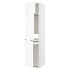 METOD High cab f fridge/freezer w 3 doors, white Enköping/white wood effect, 60x60x240 cm