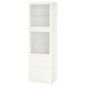 BESTÅ Storage combination w glass doors, white/Lappviken white clear glass, 60x42x193 cm