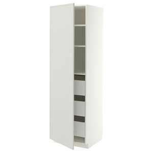 METOD/MAXIMERA High cabinet with drawers, white/Aspudden light grey, 60x60x200 cm