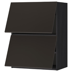 METOD Wall cab horizo 2 doors w push-open, black/Kungsbacka anthracite, 60x80 cm