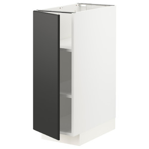 METOD Base cabinet with shelves, white/Kungsbacka anthracite, 30x60 cm