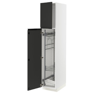 METOD High cabinet with cleaning interior, white/Upplöv matt anthracite, 40x60x200 cm