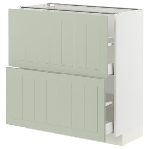 METOD / MAXIMERA Base cabinet with 2 drawers, white/Stensund light green, 80x37 cm