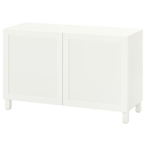 BESTÅ Storage combination with doors, white, Hanviken/Stubbarp white, 120x42x74 cm