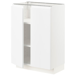 METOD Base cabinet with shelves/2 doors, white/Voxtorp matt white, 60x37 cm