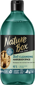 Nature Box for Men 3in1 Cleansing Shampoo Hair, Body, Face 98% Natural 385ml