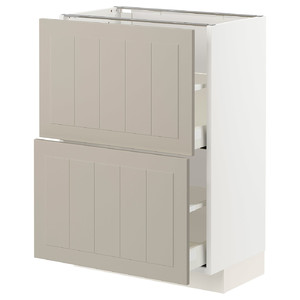 METOD / MAXIMERA Base cabinet with 2 drawers, white/Stensund beige, 60x37 cm