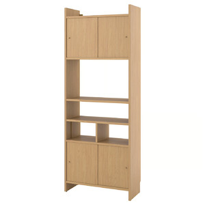 LÅDMAKARE Storage combination w sliding doors, with 1 shelf insert/oak effect, 81x35x212 cm