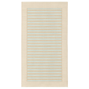 SKEVNING Runner, flatwoven, brown blue/stripe in/outdoor, 80x150 cm