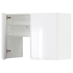 METOD Wall cb f extr hood w shlf/door, white/Voxtorp high-gloss/white, 80x60 cm