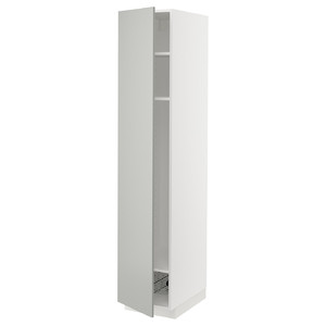METOD High cabinet w shelves/wire basket, white/Havstorp light grey, 40x60x200 cm