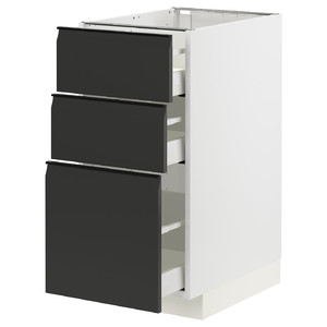 METOD / MAXIMERA Base cabinet with 3 drawers, white/Upplöv matt anthracite, 40x60 cm