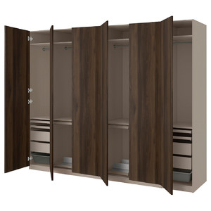 PAX / STORKLINTA Wardrobe combination, grey-beige/dark brown stained oak effect, 300x60x236 cm