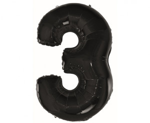 Foil Balloon Number 3, black, 92cm